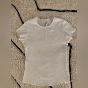 SKIMS Ribbed Short Sleeve Tee – White, Size S